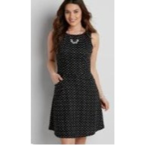 Maurices Womens Sheath Dress Polka Dots Pockets Front Round Neck Black White XL - Picture 1 of 9